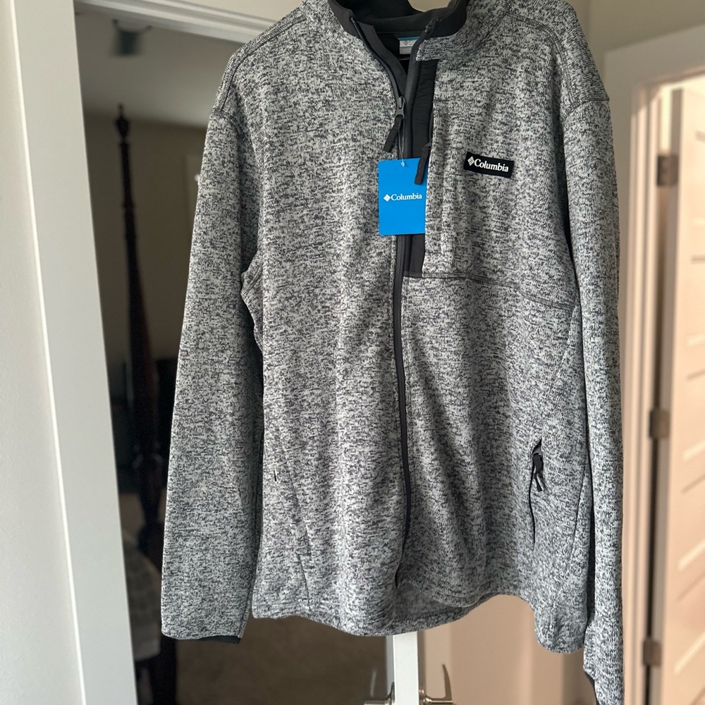 Columbia Heathered Gray Zip Up Sweater